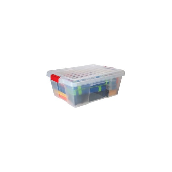 Global Equipment Quantum Heavy-Duty Latch Container with Lid 21Lx15-7/8x7-3/4H Clear Price Each, PK6 493488CL - main